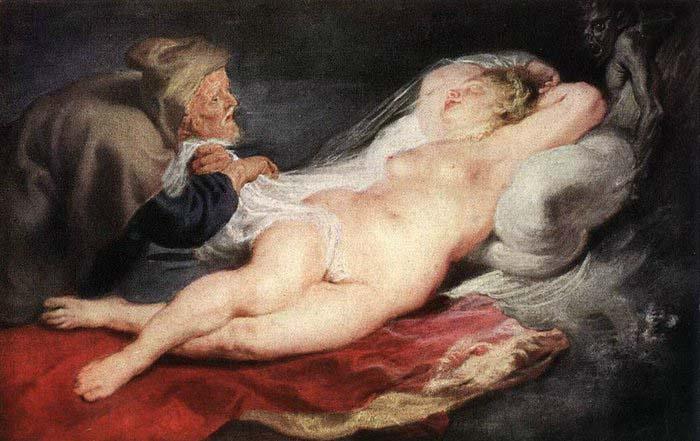 RUBENS, Pieter Pauwel The Hermit and the Sleeping Angelica oil painting image